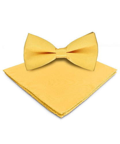 Vittorio Farina Men's Satin Bow Tie & Pocket Square in Gift Box - Yellow - Bow Tie & Pocket Square - Vittorio Farina