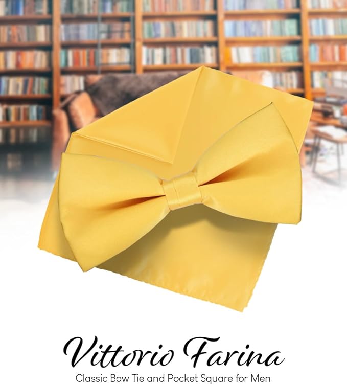 Vittorio Farina Men's Satin Bow Tie & Pocket Square in Gift Box - Wine - Bow Tie & Pocket Square - Vittorio Farina