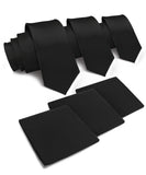 Vittorio Farina Men's Satin Necktie & Pocket Square (Multipack) - Black - Necktie & Pocket Square - Vittorio Farina