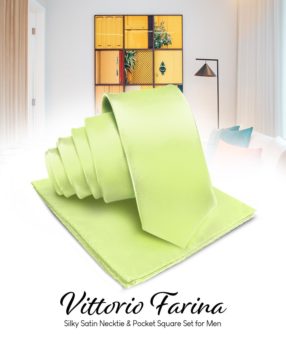 Vittorio Farina Men's Satin Necktie & Pocket Square - Amber - Necktie & Pocket Square - Vittorio Farina