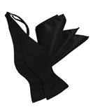 Vittorio Farina Men's Satin Self Tie Bow Tie & Pocket Square in Gift Box - Black - Bow Tie & Pocket Square - Vittorio Farina