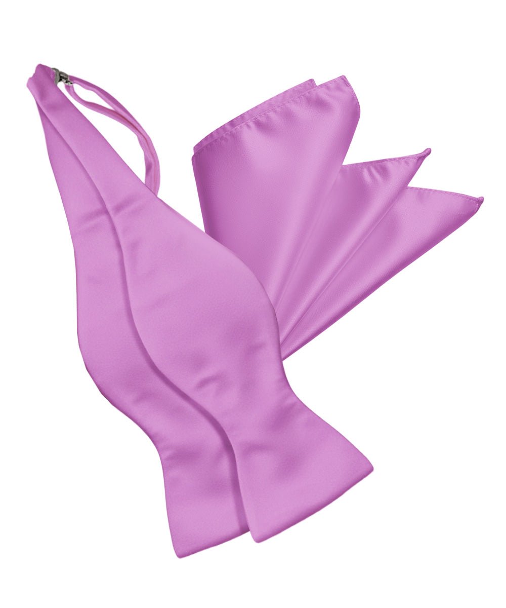Vittorio Farina Men's Satin Self Tie Bow Tie & Pocket Square in Gift Box - Lavender - Bow Tie & Pocket Square - Vittorio Farina
