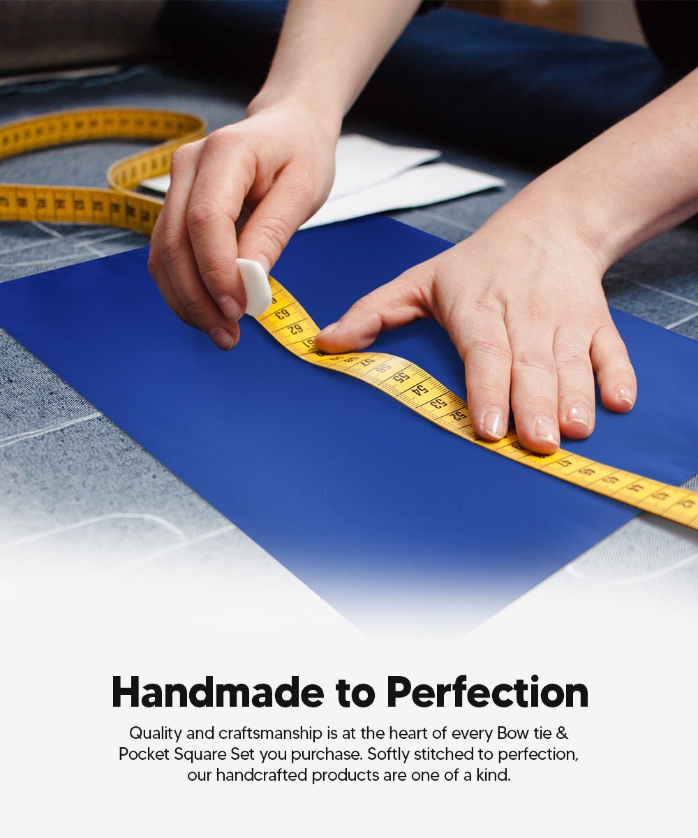Vittorio Farina Men's Satin Self Tie Bow Tie & Pocket Square in Gift Box - Royal Blue - Bow Tie & Pocket Square - Vittorio Farina