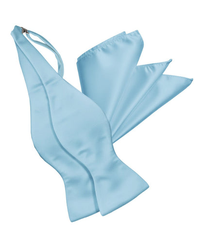 Vittorio Farina Men's Satin Self Tie Bow Tie & Pocket Square in Gift Box - Sky - Bow Tie & Pocket Square - Vittorio Farina