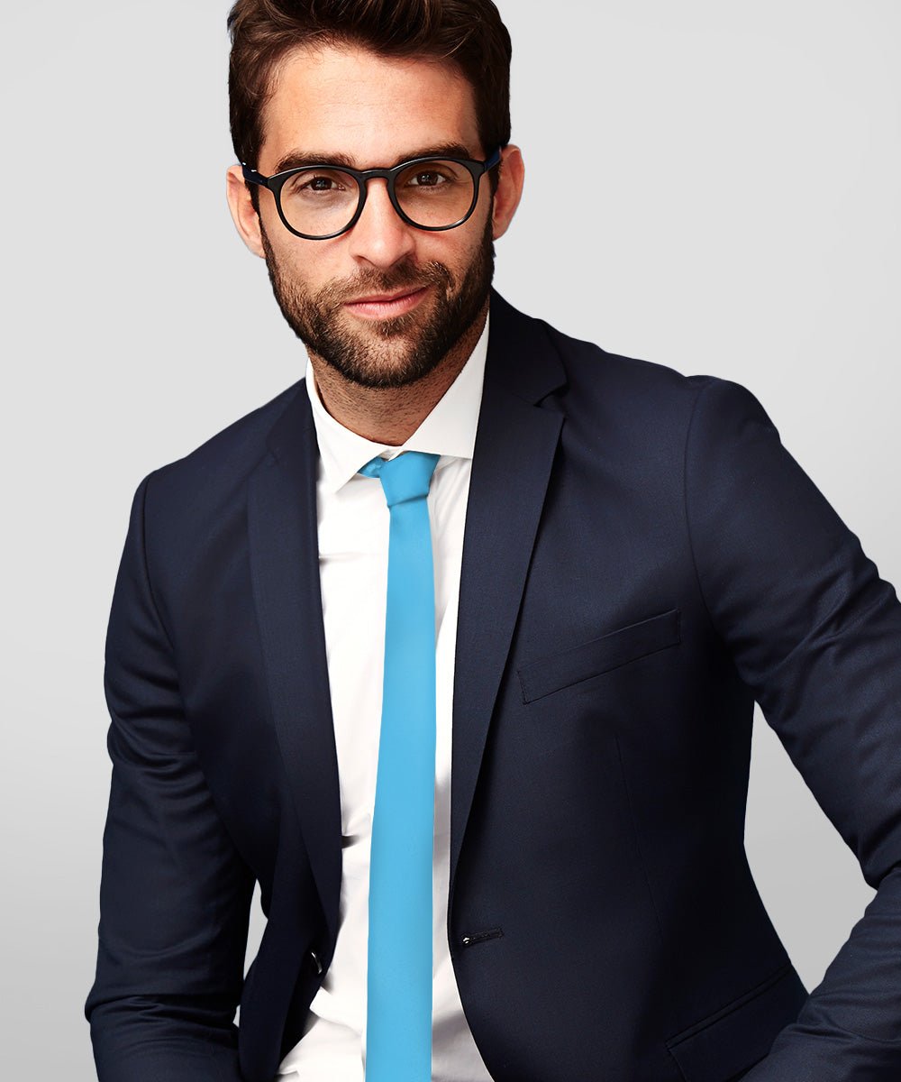 Vittorio Farina Men's Satin Skinny Necktie (Multipack) - Aqua/Coral/Maize/Lavender - Necktie - Vittorio Farina