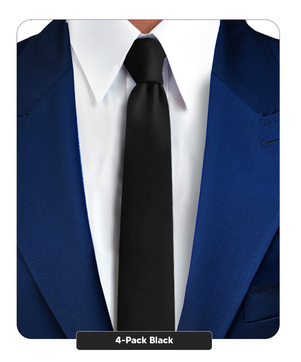 Vittorio Farina Men's Satin Skinny Necktie (Multipack) - Black - Necktie - Vittorio Farina