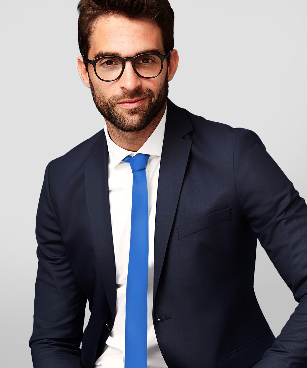 Vittorio Farina Men's Satin Skinny Necktie (Multipack) - Black/Burgundy/Charcoal/Royal Blue - Necktie - Vittorio Farina