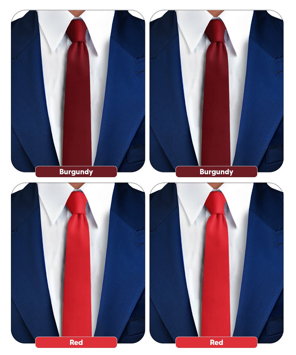 Vittorio Farina Men's Satin Skinny Necktie (Multipack) - Burgundy/Burgundy/Red/Red - Necktie - Vittorio Farina