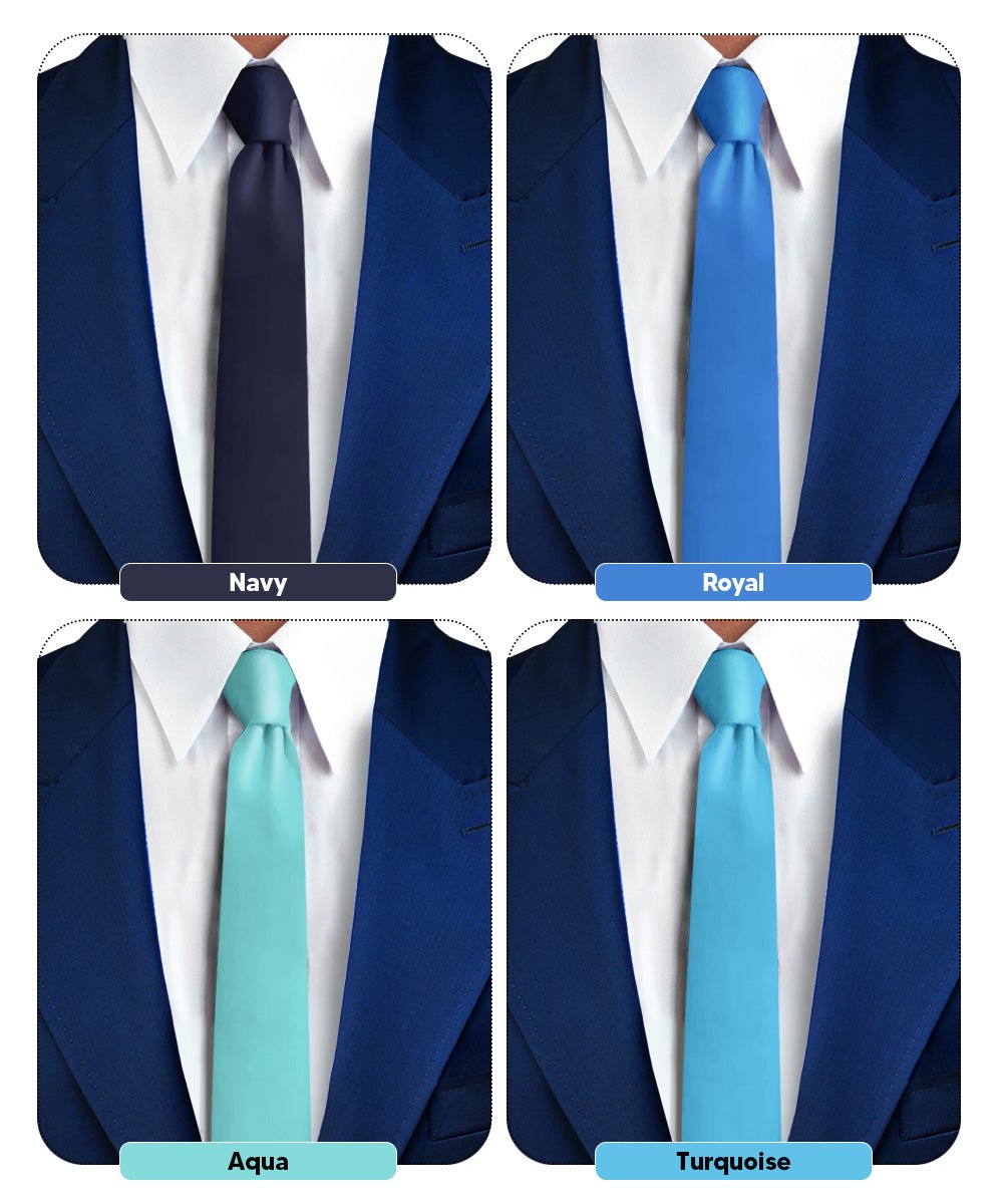 Vittorio Farina Men's Satin Skinny Necktie (Multipack) - Aqua/Coral/Maize/Lavender - Necktie - Vittorio Farina