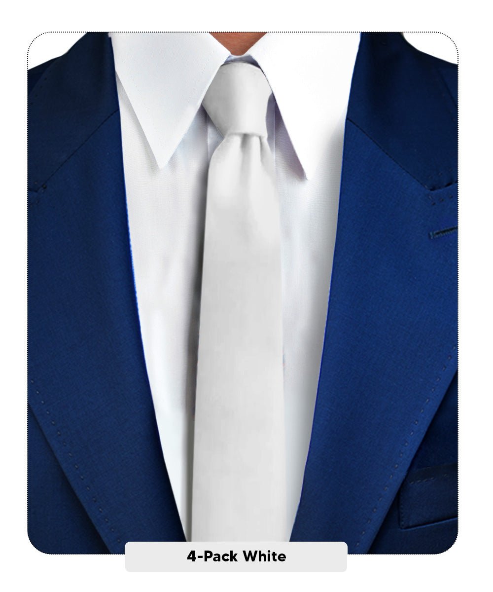 Vittorio Farina Men's Satin Skinny Necktie (Multipack) - White - Necktie - Vittorio Farina