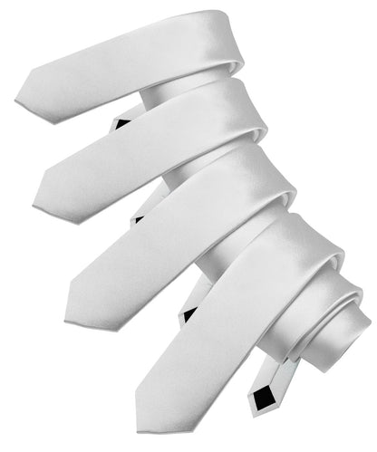 Vittorio Farina Men's Satin Skinny Necktie (Multipack) - White - Necktie - Vittorio Farina