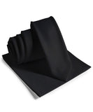 Vittorio Farina Men's Satin Skinny Necktie & Pocket Square - Black - Necktie & Pocket Square - Vittorio Farina