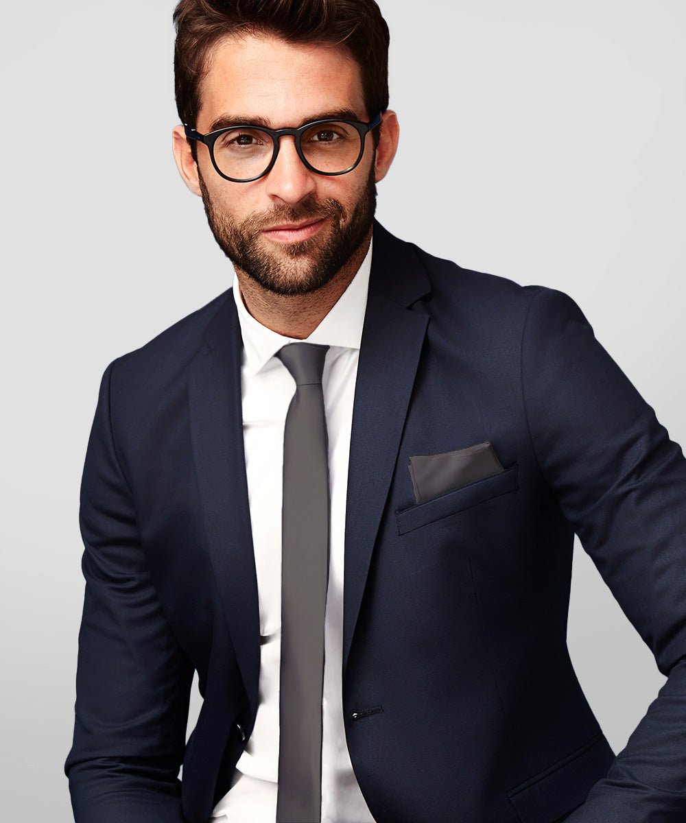 Vittorio Farina Men's Satin Skinny Necktie & Pocket Square - White - Necktie & Pocket Square - Vittorio Farina