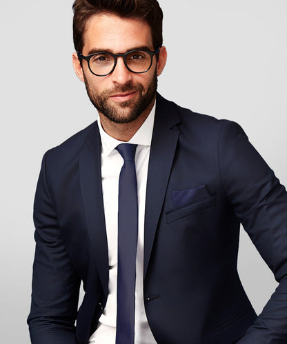 Vittorio Farina Men's Satin Skinny Necktie & Pocket Square - Black - Necktie & Pocket Square - Vittorio Farina