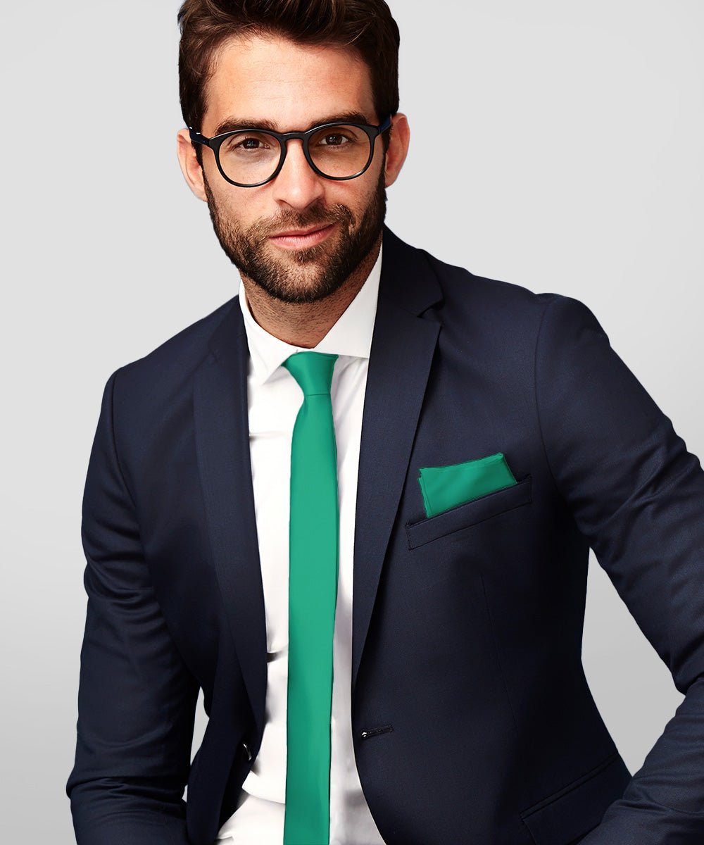 Vittorio Farina Men's Satin Skinny Necktie & Pocket Square - White - Necktie & Pocket Square - Vittorio Farina