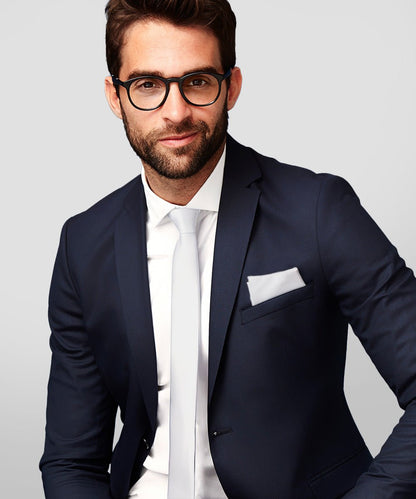 Vittorio Farina Men's Satin Skinny Necktie & Pocket Square - Black - Necktie & Pocket Square - Vittorio Farina