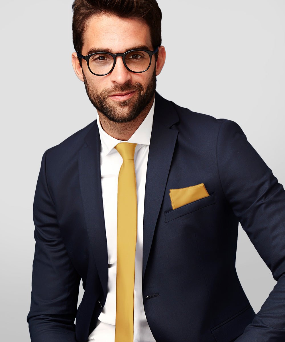 Vittorio Farina Men's Satin Skinny Necktie & Pocket Square - White - Necktie & Pocket Square - Vittorio Farina
