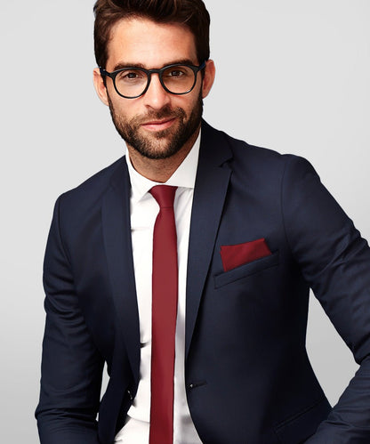 Vittorio Farina Men's Satin Skinny Necktie & Pocket Square - White - Necktie & Pocket Square - Vittorio Farina