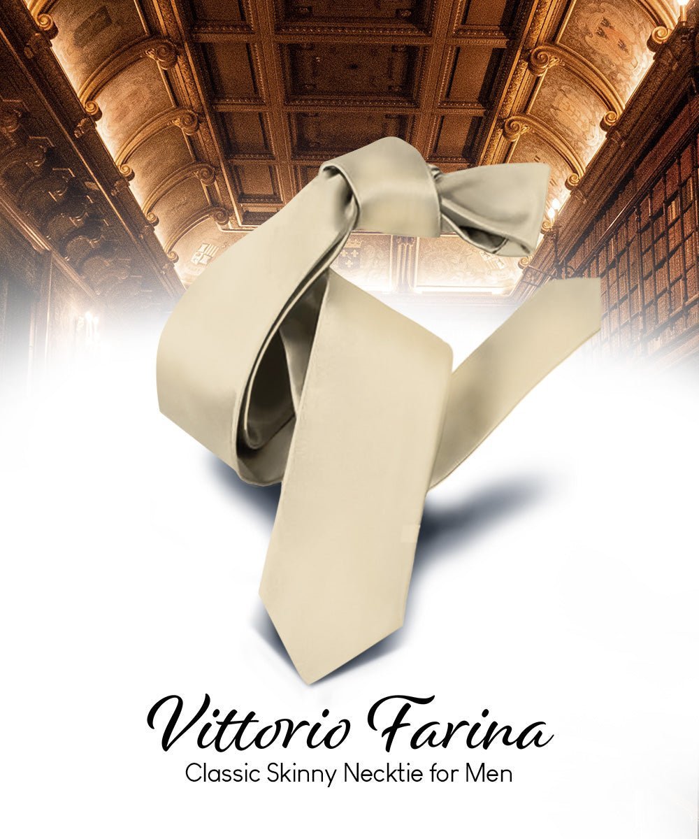 Vittorio Farina Men's Satin Skinny Necktie - Aqua - Necktie - Vittorio Farina