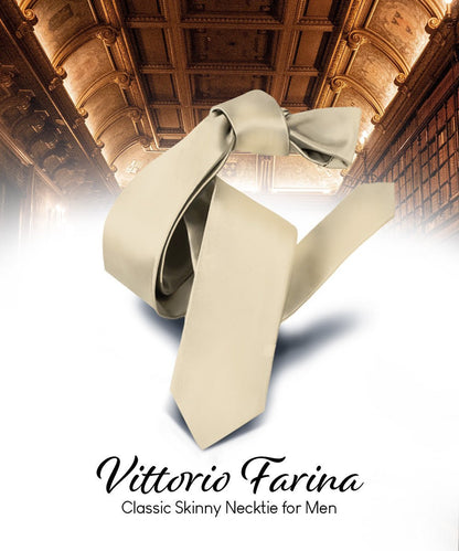 Vittorio Farina Men's Satin Skinny Necktie - Aqua - Necktie - Vittorio Farina