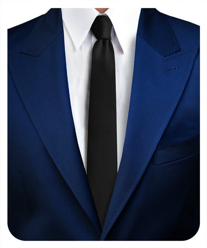 Vittorio Farina Men's Satin Skinny Necktie - Black - Necktie - Vittorio Farina