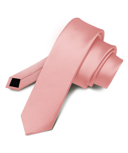 Vittorio Farina Men's Satin Skinny Necktie - Blush - Necktie - Vittorio Farina