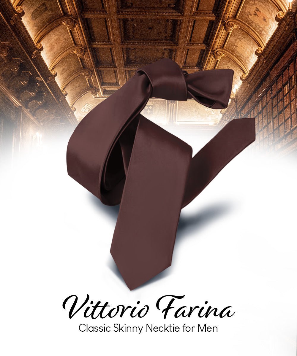 Vittorio Farina Men's Satin Skinny Necktie - Blush - Necktie - Vittorio Farina