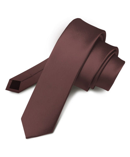 Vittorio Farina Men's Satin Skinny Necktie - Brown - Necktie - Vittorio Farina