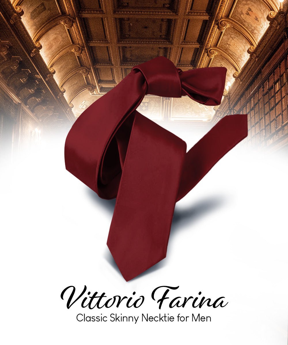 Vittorio Farina Men's Satin Skinny Necktie - Aqua - Necktie - Vittorio Farina