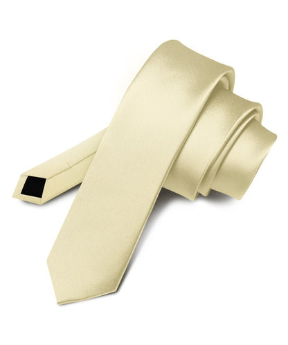 Vittorio Farina Men's Satin Skinny Necktie - Champagne - Necktie - Vittorio Farina