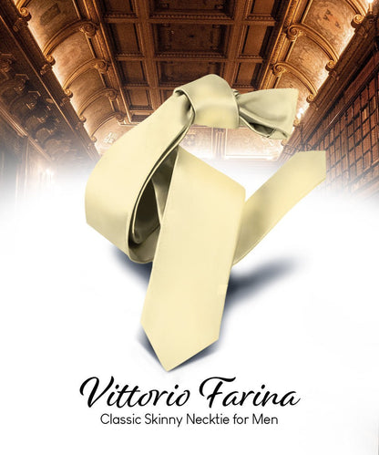 Vittorio Farina Men's Satin Skinny Necktie - Champagne - Necktie - Vittorio Farina