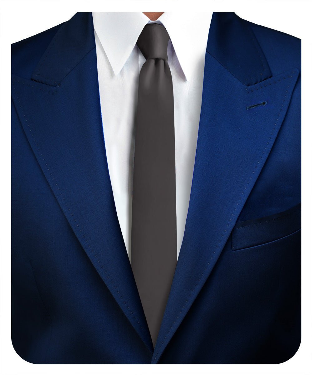 Vittorio Farina Men's Satin Skinny Necktie - Charcoal - Necktie - Vittorio Farina