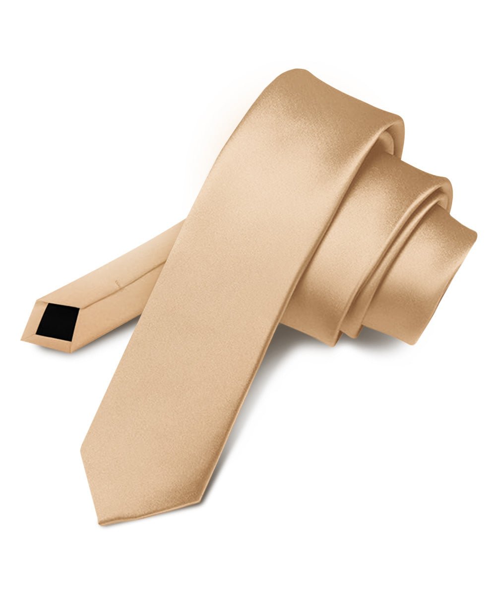 Vittorio Farina Men's Satin Skinny Necktie - Dark Peach - Necktie - Vittorio Farina