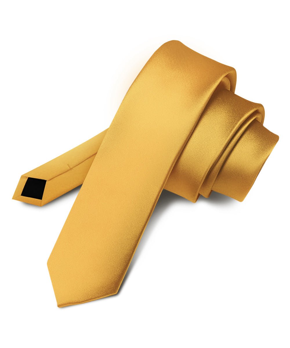Vittorio Farina Men's Satin Skinny Necktie - Gold - Necktie - Vittorio Farina