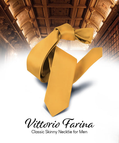 Vittorio Farina Men's Satin Skinny Necktie - Dark Peach - Necktie - Vittorio Farina