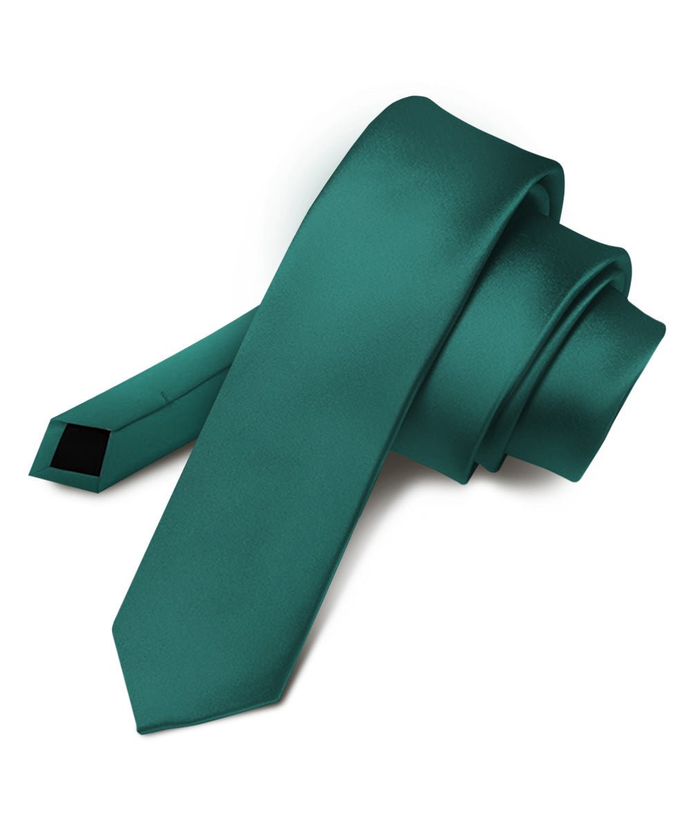 Vittorio Farina Men's Satin Skinny Necktie - Hunter Green - Necktie - Vittorio Farina