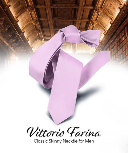 Vittorio Farina Men's Satin Skinny Necktie - Lavender - Necktie - Vittorio Farina