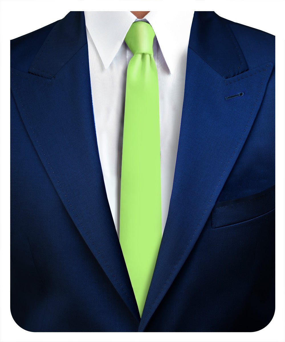 Vittorio Farina Men's Satin Skinny Necktie - Lime Green - Necktie - Vittorio Farina