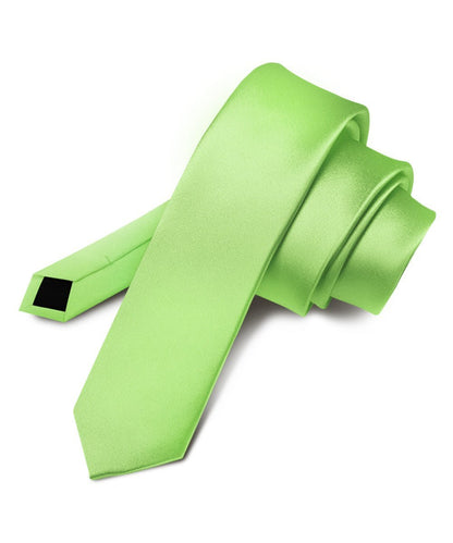 Vittorio Farina Men's Satin Skinny Necktie - Lime Green - Necktie - Vittorio Farina