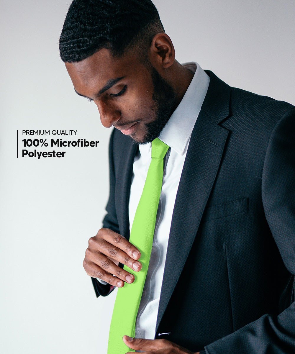 Vittorio Farina Men's Satin Skinny Necktie - Lime Green - Necktie - Vittorio Farina