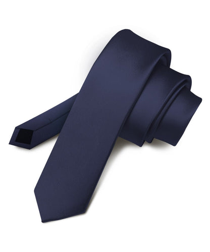 Vittorio Farina Men's Satin Skinny Necktie - Navy Blue - Necktie - Vittorio Farina