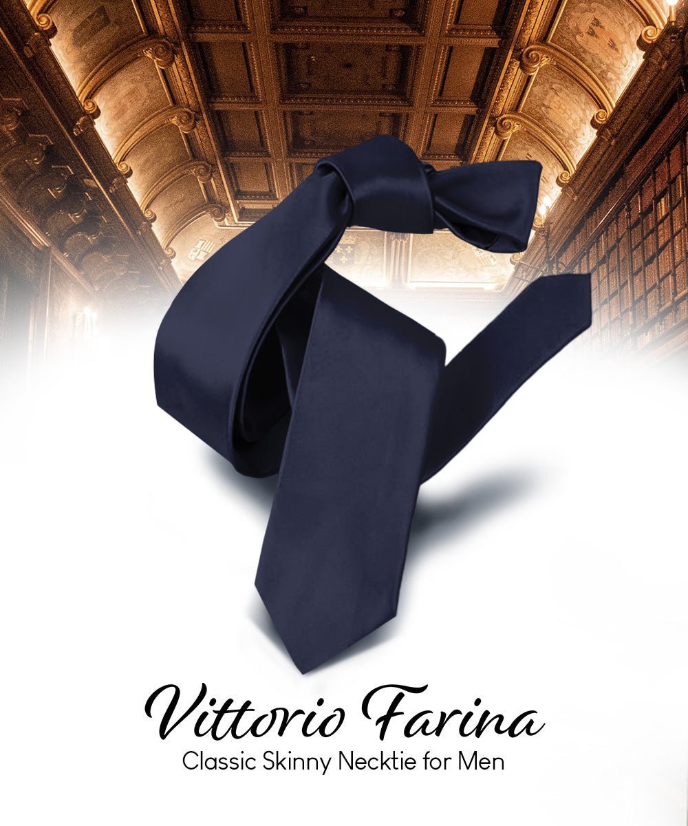 Vittorio Farina Men's Satin Skinny Necktie - Maize - Necktie - Vittorio Farina