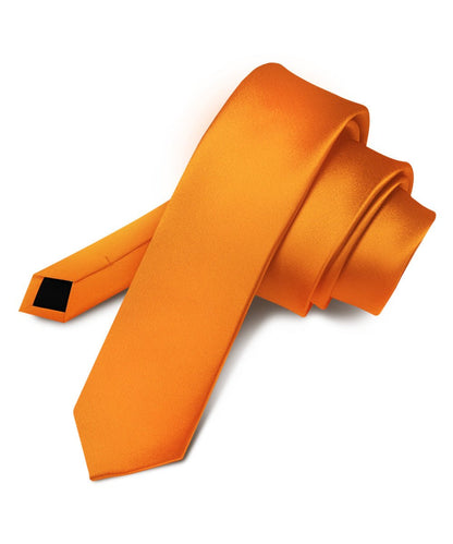 Vittorio Farina Men's Satin Skinny Necktie - Orange - Necktie - Vittorio Farina