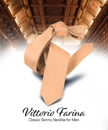Vittorio Farina Men's Satin Skinny Necktie - Navy Blue - Necktie - Vittorio Farina