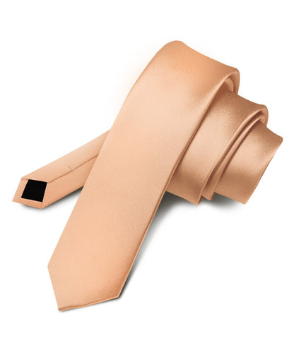 Vittorio Farina Men's Satin Skinny Necktie - Peach - Necktie - Vittorio Farina