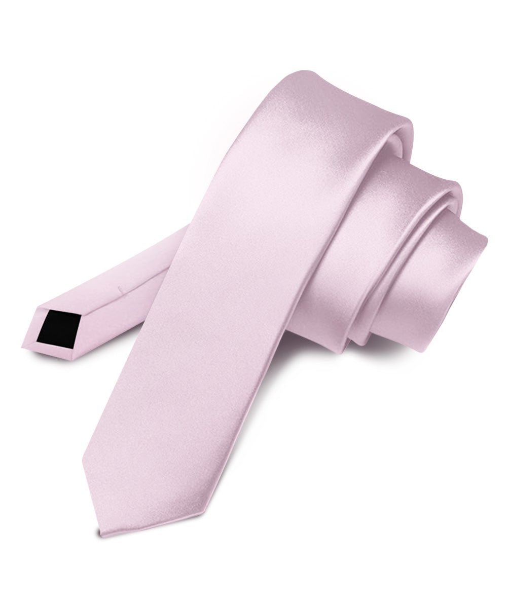 Vittorio Farina Men's Satin Skinny Necktie - Pink - Necktie - Vittorio Farina