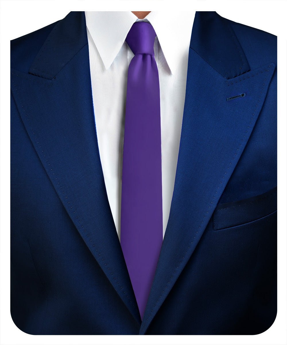 Vittorio Farina Men's Satin Skinny Necktie - Navy Blue - Necktie - Vittorio Farina
