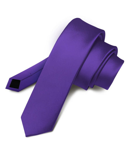Vittorio Farina Men's Satin Skinny Necktie - Purple - Necktie - Vittorio Farina