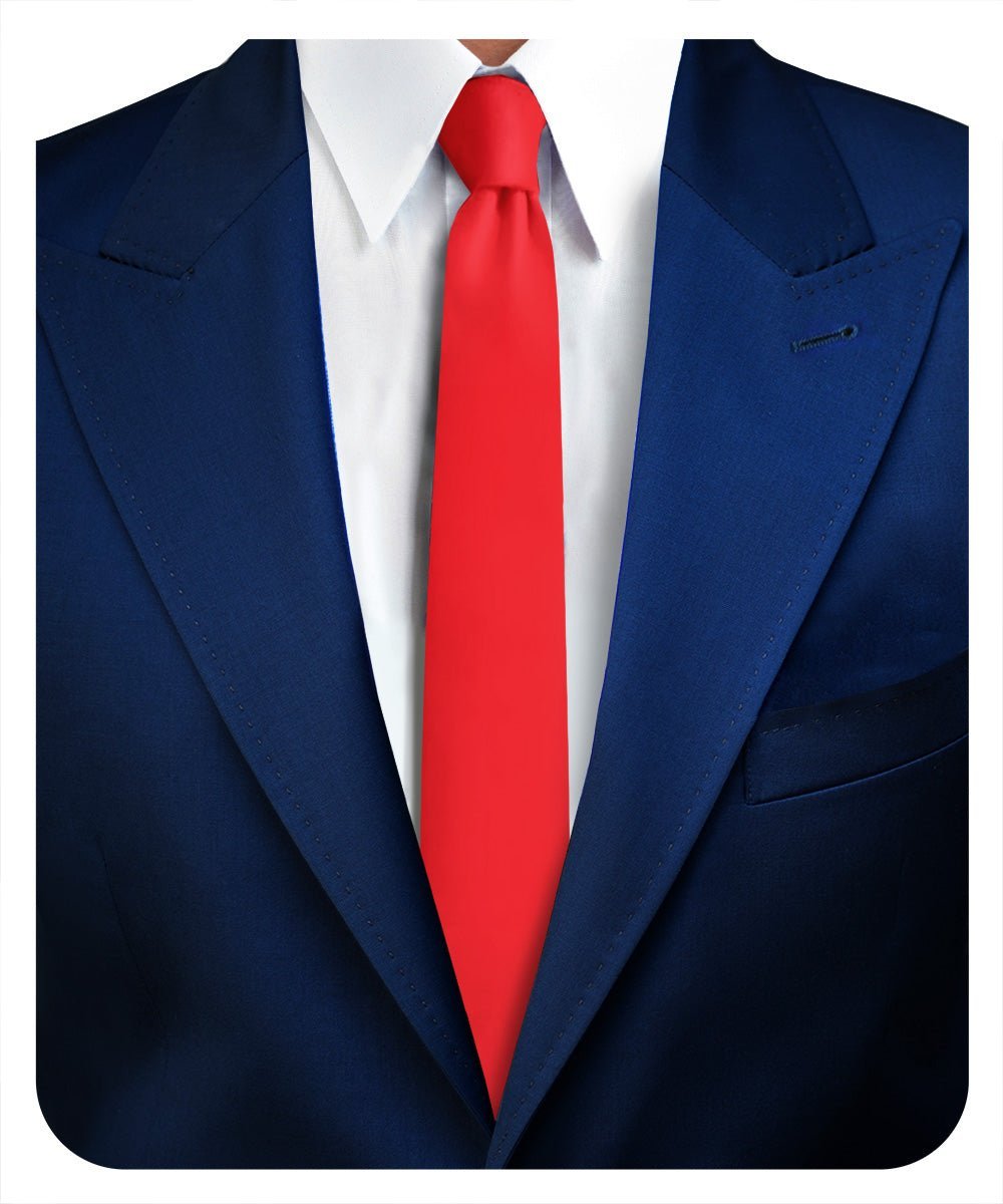 Vittorio Farina Men's Satin Skinny Necktie - Red - Necktie - Vittorio Farina