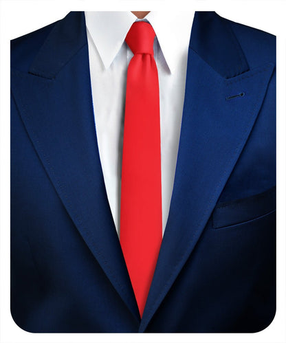 Vittorio Farina Men's Satin Skinny Necktie - Red - Necktie - Vittorio Farina